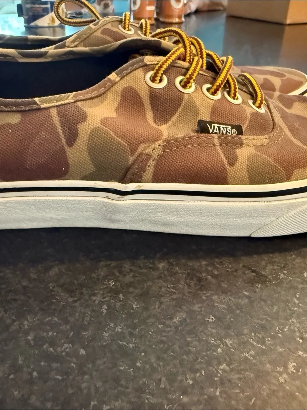 Vans  Brown Camo Canvas Authentic Sneakers